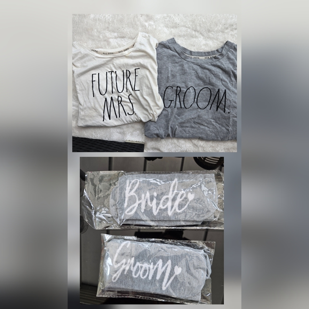 Future Mrs. & Groom Tshirt, Bride and Groom Gray Socks Set NWOT